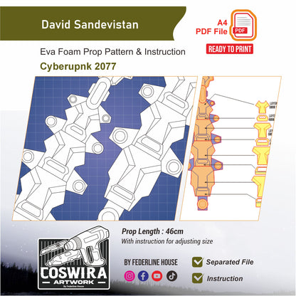 David Martinez Sandevistan Prop Pattern Template – EVA Foam Pattern for Cosplay and DIY Builds Inspired by Cyberpunk 2077