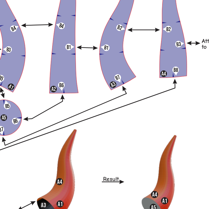 Devil Horn No.2 Prop Pattern Template – EVA Foam Pattern for Cosplay and DIY Builds Inspired by Fantasy Demon Style