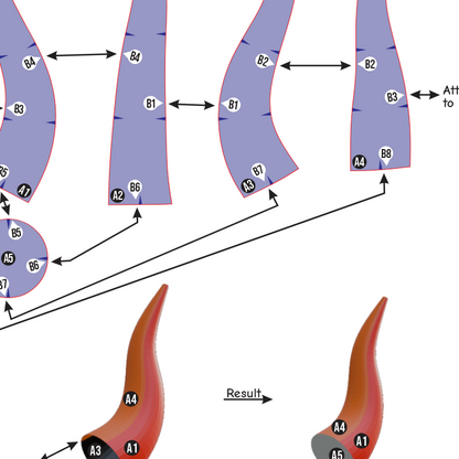 Devil Horn No.2 Prop Pattern Template – EVA Foam Pattern for Cosplay and DIY Builds Inspired by Fantasy Demon Style
