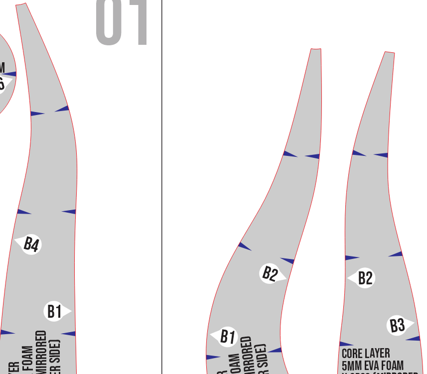 Devil Horn No.2 Prop Pattern Template – EVA Foam Pattern for Cosplay and DIY Builds Inspired by Fantasy Demon Style