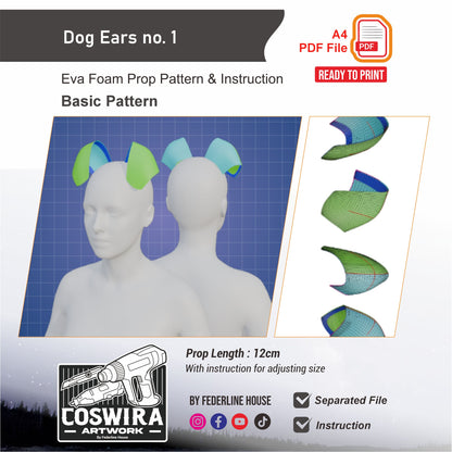 Dog Ears No.1 Prop Pattern Template – EVA Foam Pattern for Cosplay and DIY Builds Inspired by Animal Fantasy Style
