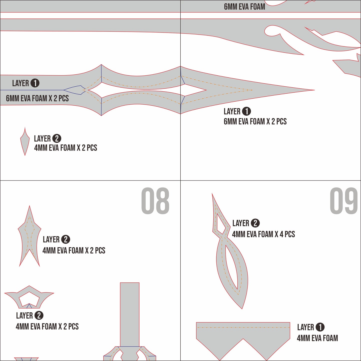 Durin Sword Prop Pattern Template – EVA Foam Pattern for Cosplay & DIY Builds Inspired by Genshin Impact