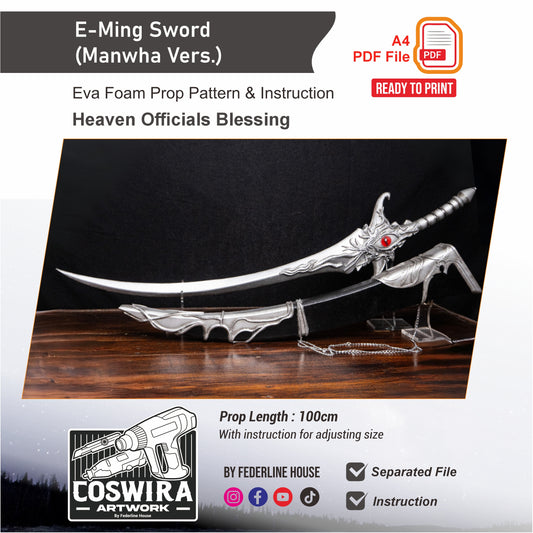 E-Ming (Manwha Vers.) Sword Prop Pattern Template – EVA Foam Pattern for Cosplay & DIY Builds Inspired by Heaven Official’s Blessing