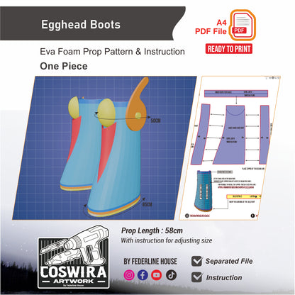 Egghead Boots Prop Pattern Template – EVA Foam Cosplay PDF Inspired by One Piece