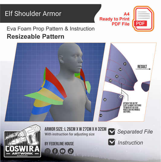 Elf Shoulder Armor Basic Pattern Template – EVA Foam Pattern for Cosplay & DIY Builds