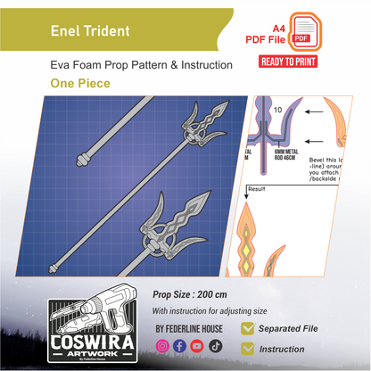 Enel Trident Prop Pattern Template – EVA Foam Pattern for Cosplay and DIY Builds Inspired by One Piece Anime
