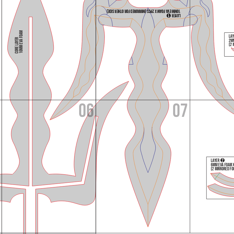 Enel Trident Prop Pattern Template – EVA Foam Pattern for Cosplay and DIY Builds Inspired by One Piece Anime