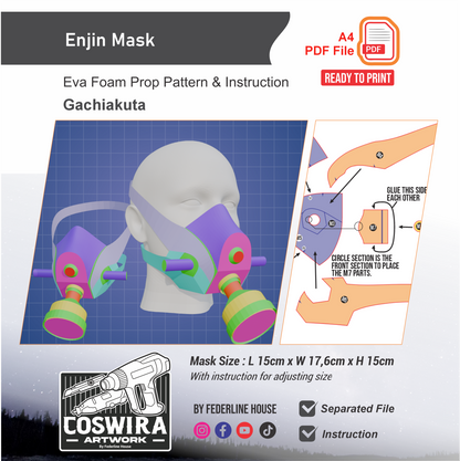 Enjin Mask Prop Pattern Template – EVA Foam Pattern for Cosplay & DIY Builds Inspired by Gachiakuta