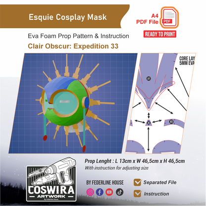 Esquie Cosplay Mask Prop Pattern – EVA Foam Template Inspired by Clair Obscur: Expedition 33