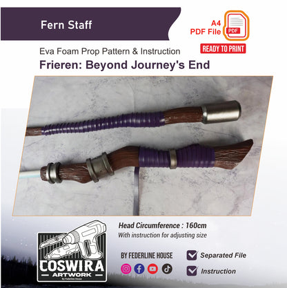 Fern Staff Prop Pattern Template – EVA Foam Pattern for Cosplay & DIY Builds Inspired by Sousou no Frieren