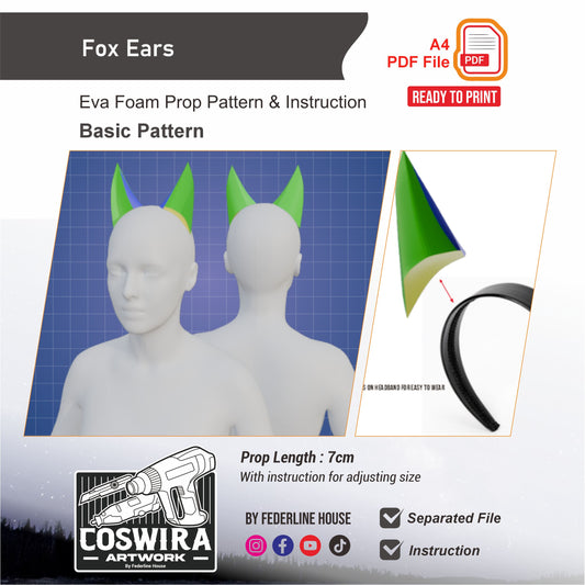Fox Ears Prop Pattern Template – EVA Foam Pattern for Cosplay and DIY Builds Inspired by Animal Fantasy Style