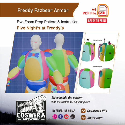 Freddy Fazbear Armor Prop Pattern Template – EVA Foam Pattern for Cosplay and DIY Builds Inspired by Five Nights at Freddy's