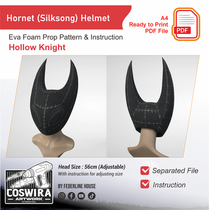 Template + Video: Hornet (Silksong) Helmet Mask – EVA Foam Pattern Inspired by Hollow Knight - You Can Change The Eye - Instruction Included