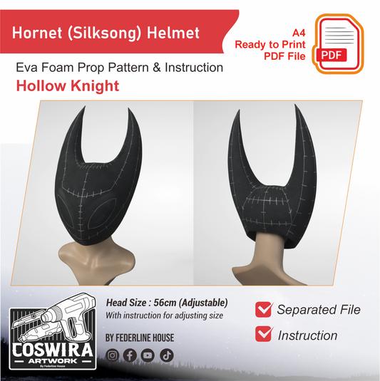 Template + Video: Hornet (Silksong) Helmet Mask – EVA Foam Pattern Inspired by Hollow Knight - You Can Change The Eye - Instruction Included