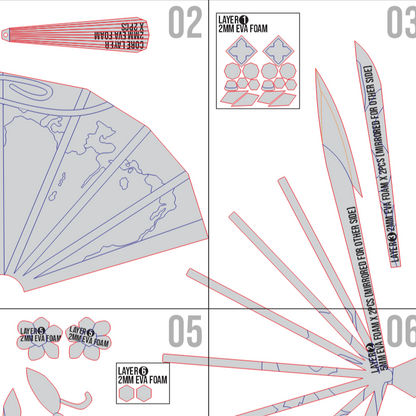 Geisha Lady Thirteen Fan Prop Pattern Template – EVA Foam Pattern for Cosplay and DIY Builds Inspired by Identity V