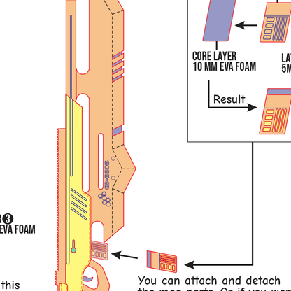 Bayonet Gen Narumi Prop Pattern Template – EVA Foam Pattern for Cosplay and DIY Builds Inspired by Kaiju No. 8 Anime