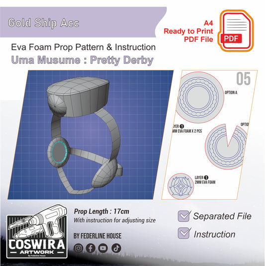 Prop Pattern: Gold Ship Accessories from Uma Musume Pretty Derby Cosplay Template Blueprint PDF