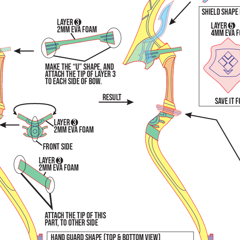 Hamayumi Awakened Bow Prop Pattern Template – EVA Foam Pattern for Cosplay & DIY Builds Inspired by Genshin Impact