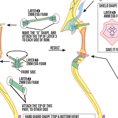 Hamayumi Awakened Bow Prop Pattern Template – EVA Foam Pattern for Cosplay & DIY Builds Inspired by Genshin Impact
