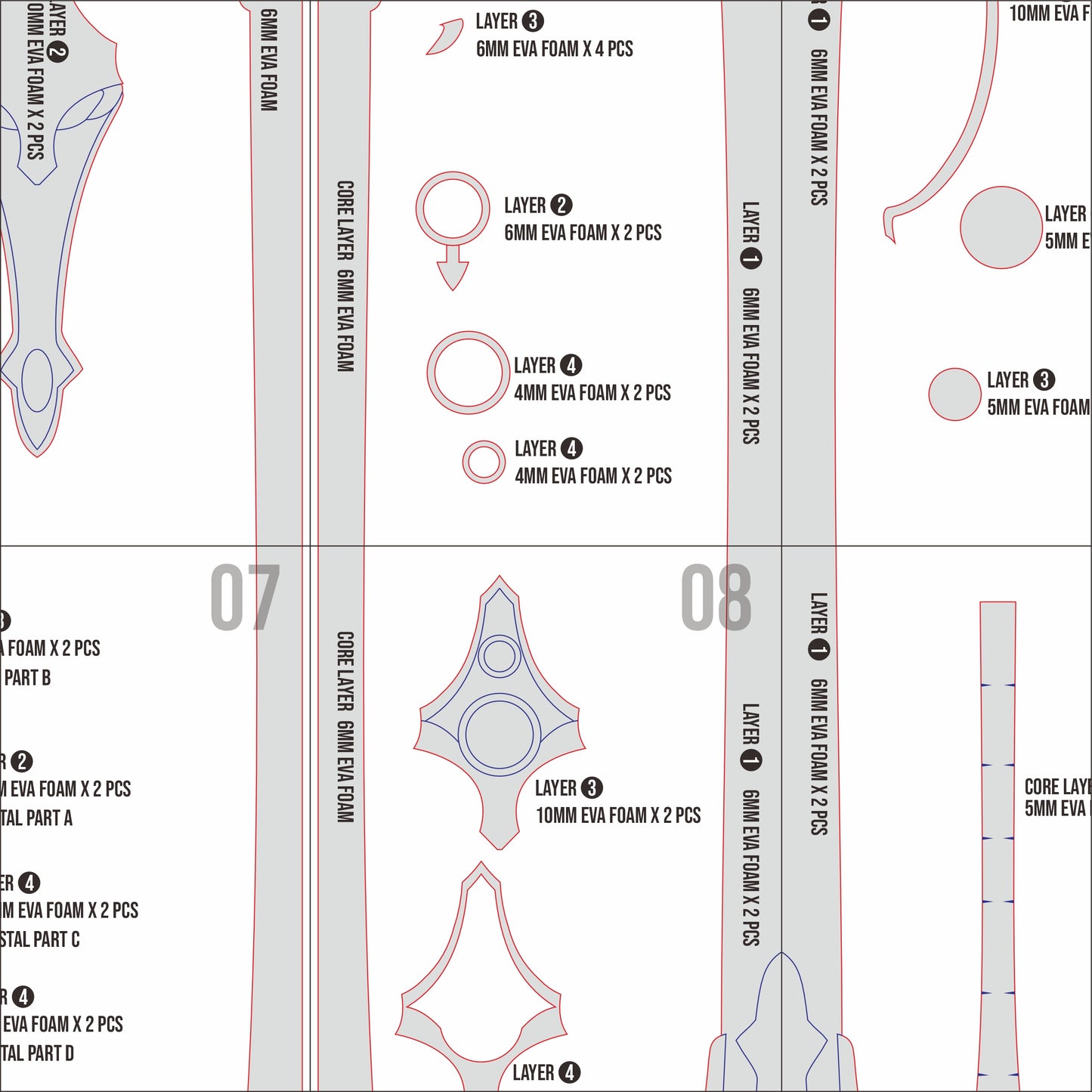 Hikaru’s Sword Prop Pattern Template – EVA Foam Pattern for Cosplay & DIY Builds Inspired by Magic Knight Rayearth