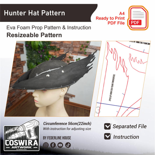 Prop Pattern: Hunter Hat Base Pattern Cosplay Template Blueprint PDF