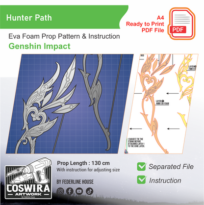 Hunter’s Path Prop Pattern Template – EVA Foam Pattern for Cosplay & DIY Builds Inspired by Genshin Impact