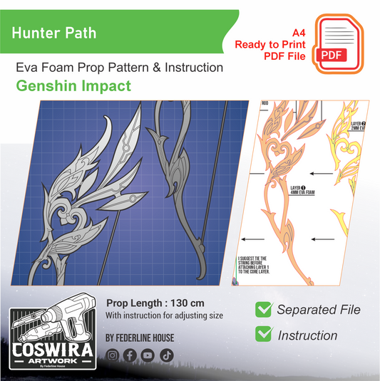Hunter’s Path Prop Pattern Template – EVA Foam Pattern for Cosplay & DIY Builds Inspired by Genshin Impact