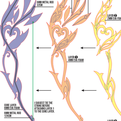 Hunter’s Path Prop Pattern Template – EVA Foam Pattern for Cosplay & DIY Builds Inspired by Genshin Impact
