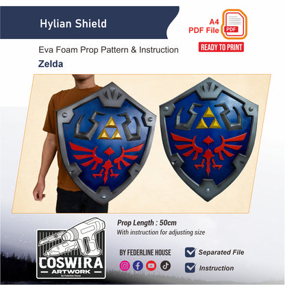 Hylian Shield Prop Pattern Template – EVA Foam Pattern for Cosplay & DIY Builds Inspired by The Legend of Zelda