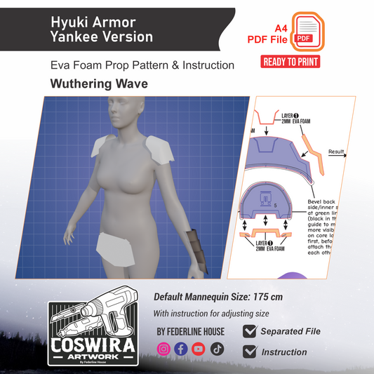 Hyuki Yankee Armor Prop Pattern Template – EVA Foam Pattern for Cosplay and DIY Builds Inspired by Wuthering Waves