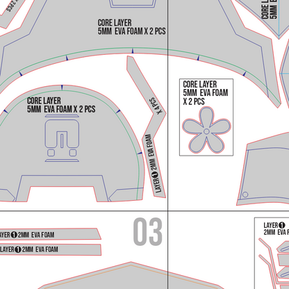 Hyuki Yankee Armor Prop Pattern Template – EVA Foam Pattern for Cosplay and DIY Builds Inspired by Wuthering Waves