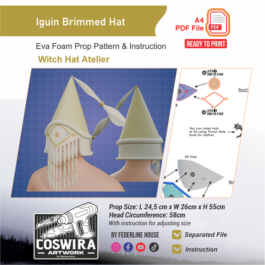 Iguin Brimmed Hat Prop Pattern Template – EVA Foam Pattern for Cosplay and DIY Builds Inspired by Witch Hat Atelier