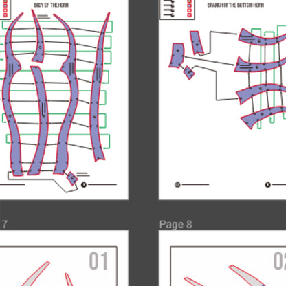 Indian Sambar Deer Antler Basic Pattern Template – EVA Foam Pattern for Cosplay & DIY Builds