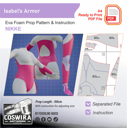 Isabel Armor Prop Pattern Template – EVA Foam Pattern for Cosplay & DIY Builds Inspired by Nikke: Goddess of Victory