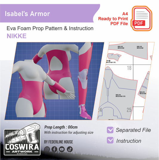 Isabel Armor Prop Pattern Template – EVA Foam Pattern for Cosplay & DIY Builds Inspired by Nikke: Goddess of Victory