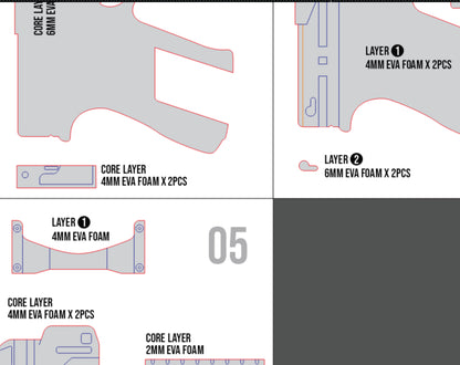 Prop Pattern: Jill Gun Weapon from Nikke for Cosplay Template Blueprint PDF