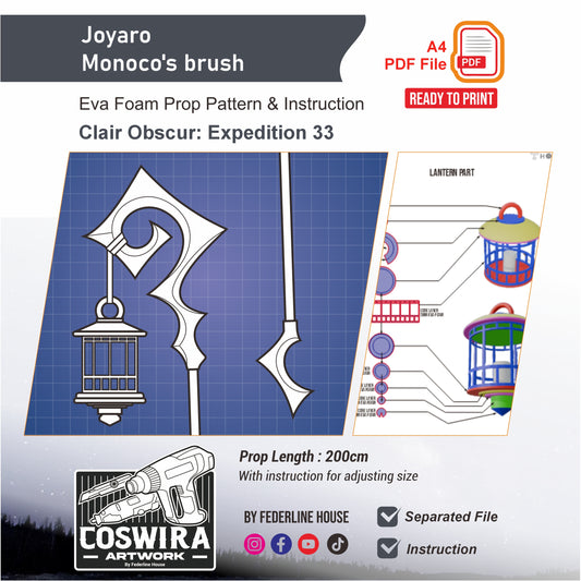 Joyaro Monoco’s Brush Prop Pattern Template – EVA Foam Pattern for Cosplay & DIY Builds Inspired by Clair Obscur: Expedition 33