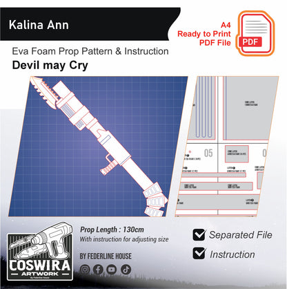 Prop Pattern: Kalina Ann Rocket Launcher from Devil May Cry for Cosplay Template Blueprint PDF