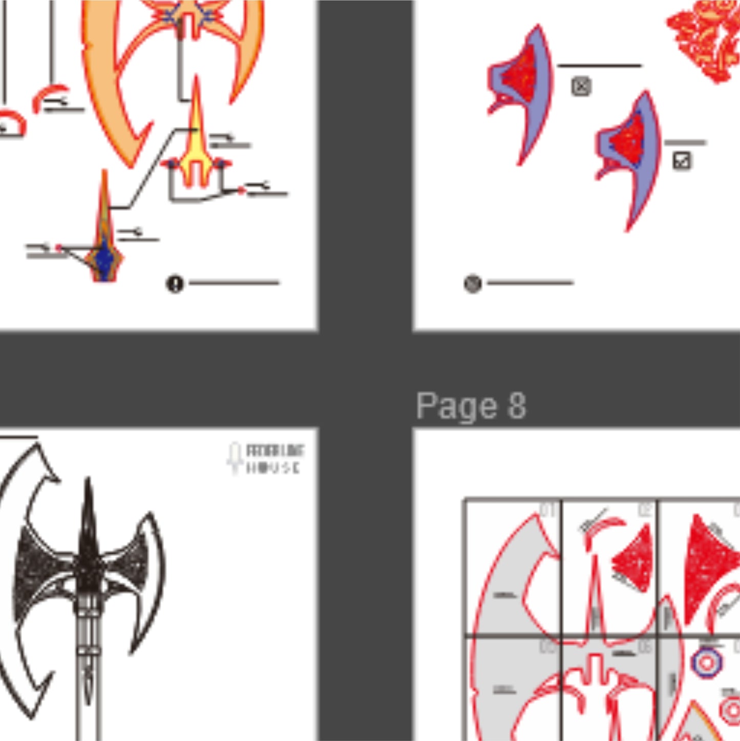 Karlach’s Axe Prop Pattern Template – EVA Foam Pattern for Cosplay & DIY Builds Inspired by Baldur’s Gate III