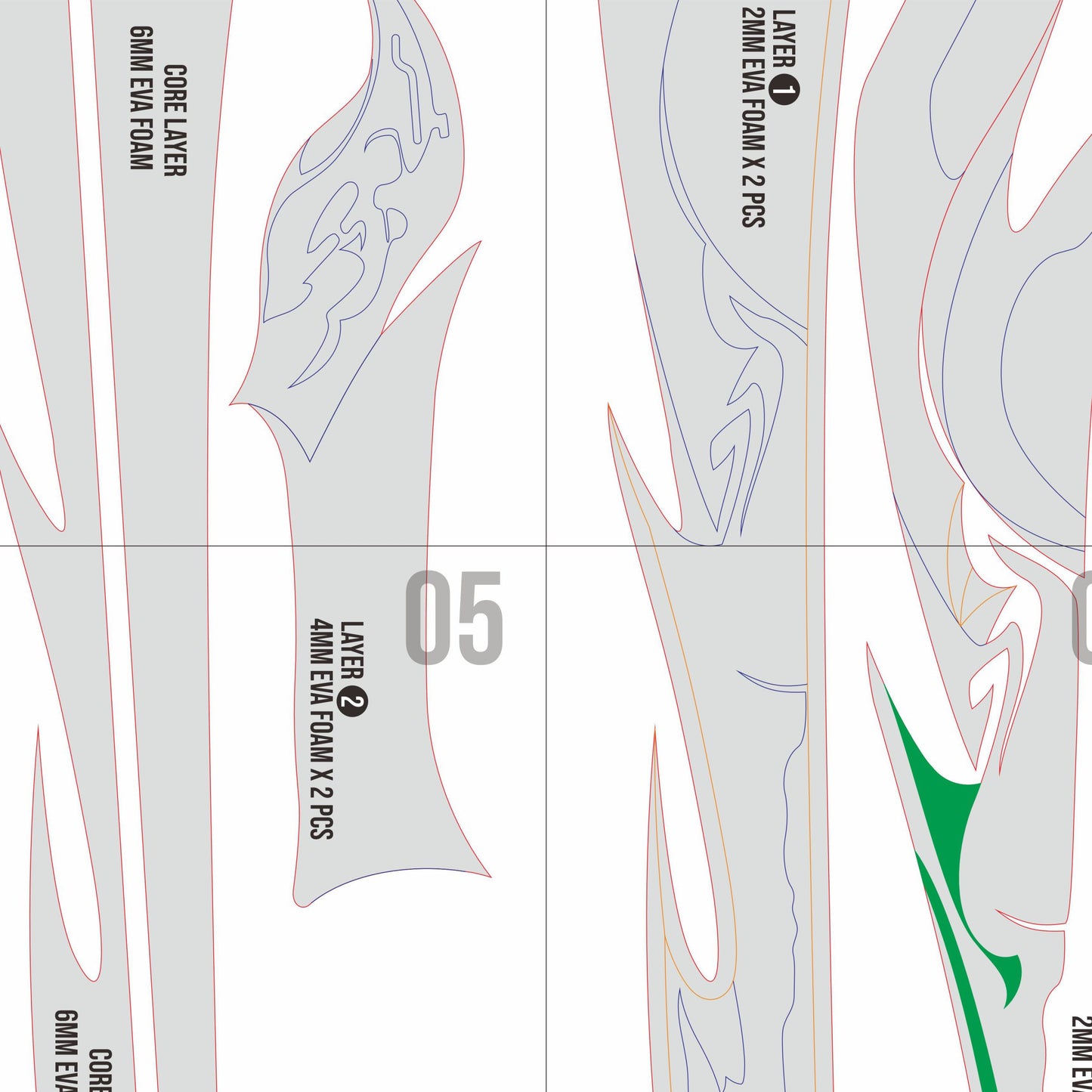 Katana Scarlet Moon Prop Pattern Template – EVA Foam Pattern for Cosplay and DIY Builds Inspired by Free Fire