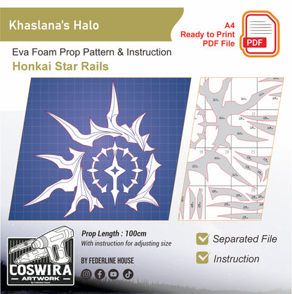 Prop Pattern: Khaslana's Halo from Honkai Star Rail Cosplay Template Blueprint PDF