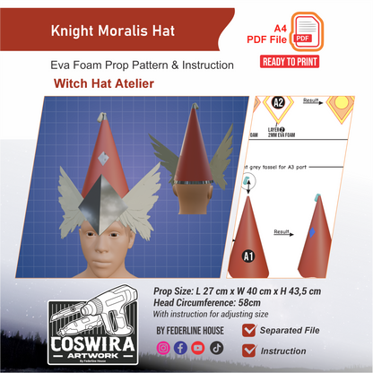 Knight Moralis Witch Hat Prop Pattern Template – EVA Foam Pattern for Cosplay and DIY Builds Inspired by Witch Hat Atelier
