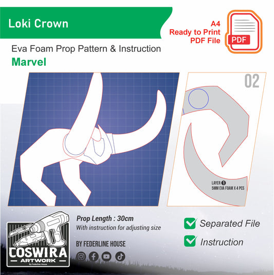 Prop Pattern: Loki Crown for Marvel Cosplay Template Blueprint PDF