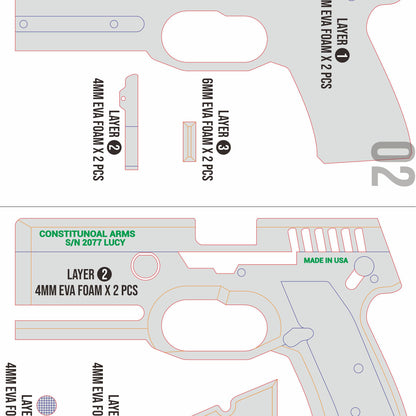 Lucy Pistol The Unity Prop Pattern Template – EVA Foam Pattern for Cosplay and DIY Builds Inspired by Cyberpunk 2077
