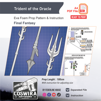 Lunafreya Trident (Trident of the Oracle) Prop Pattern Template – EVA Foam Pattern for Cosplay & DIY Builds Inspired by Final Fantasy XV