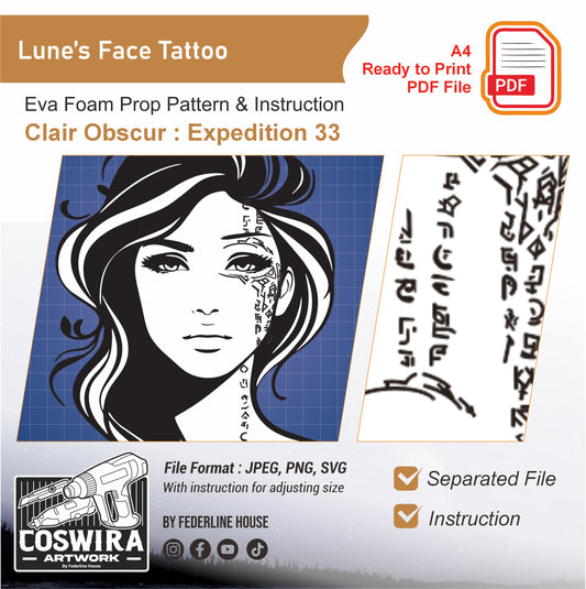 Lune Face Tattoo Design Template – Digital File for Cosplay & Makeup Inspired by Clair Obscur: Expedition 33