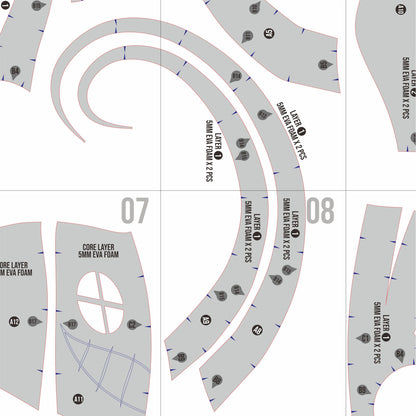 Lute Helmet Prop Pattern Template – EVA Foam Pattern for Cosplay and DIY Builds Inspired by Hazbin Hotel
