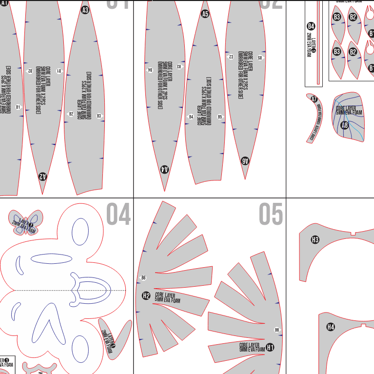 Mascot Apple Helmet Basic Pattern Template – EVA Foam Cosplay PDF for DIY Builds