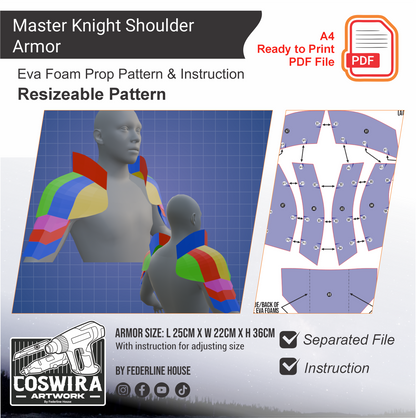 Master Knight Shoulder Armor Basic Pattern Template – EVA Foam Pattern for Cosplay & DIY Builds