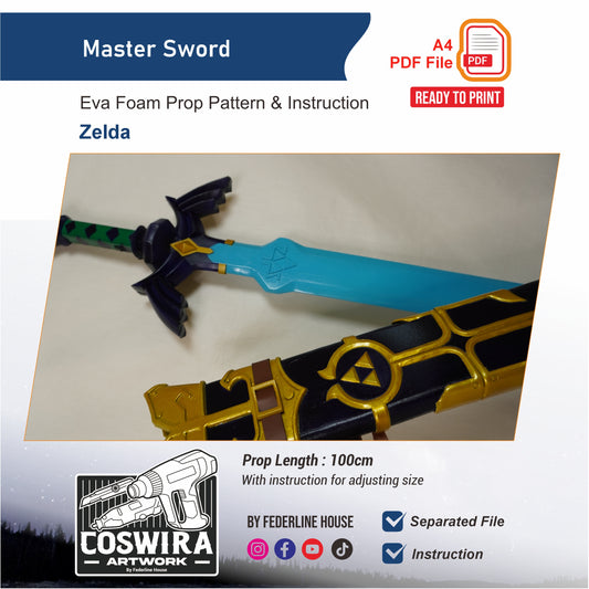 Master Sword Prop Pattern Template – EVA Foam Pattern for Cosplay & DIY Builds Inspired by The Legend of Zelda